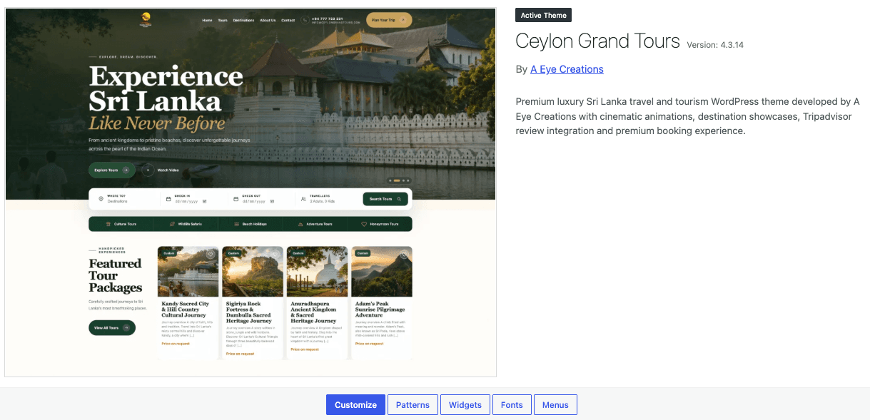 Ceylong Grand tours Theam
